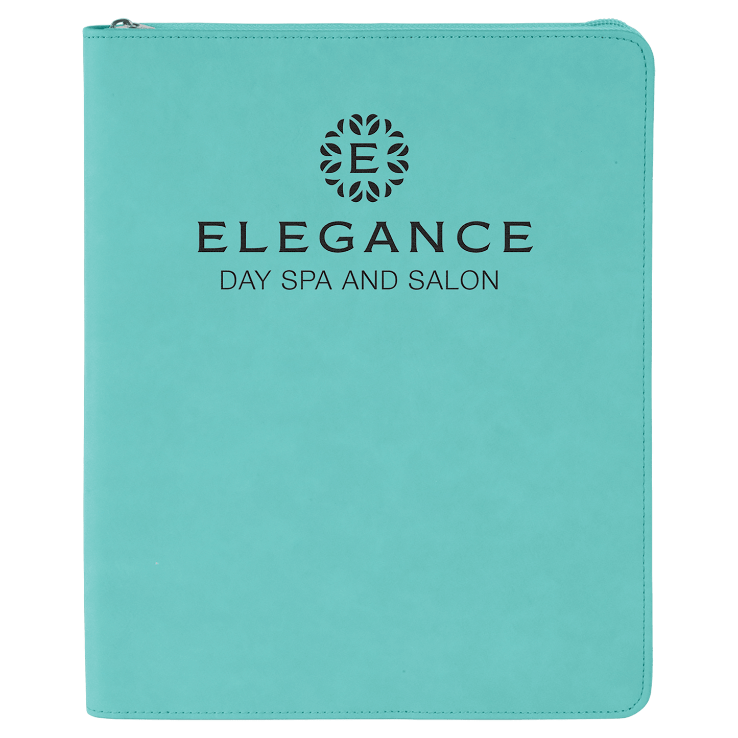 Teal with Zipper Engravable Leatherette Portfolio with Notepad - 9 1/2" x 12"