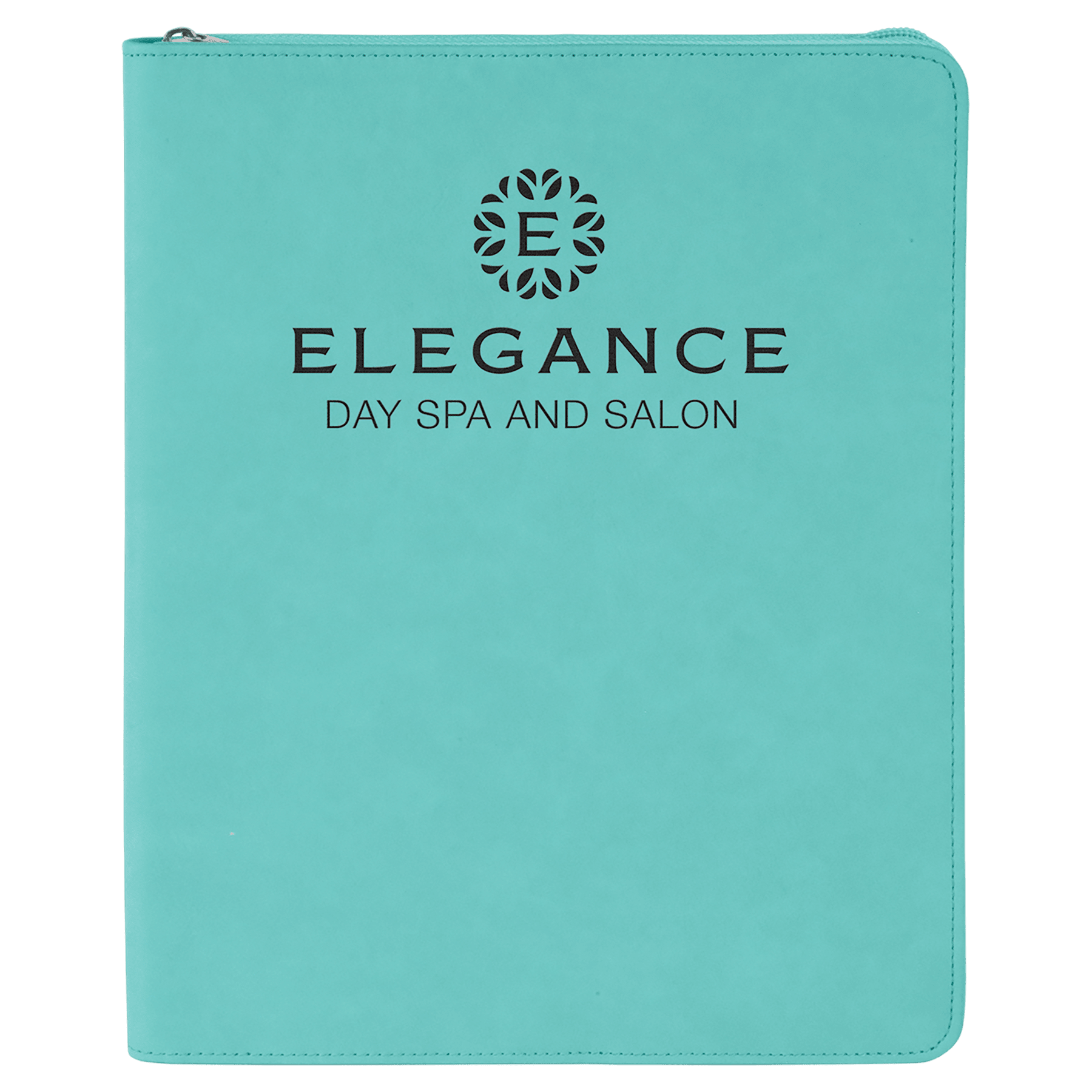 Teal with Zipper Engravable Leatherette Portfolio with Notepad - 9 1/2" x 12"