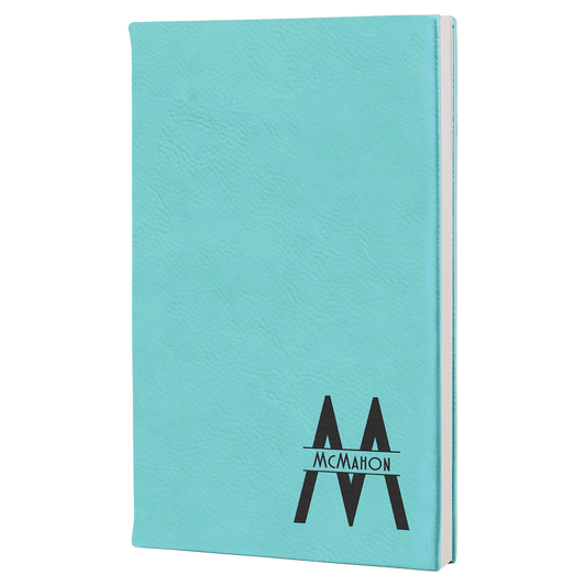 Teal Engravable Leatherette Journal with Lined Notepad - 5 1/4" x 8 1/4"