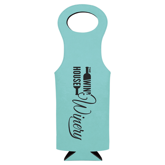 Teal Engravable Leatherette Wine Bag