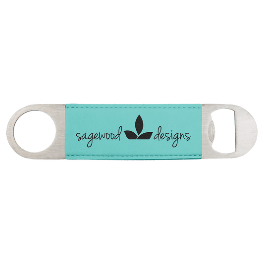 Teal Engravable Leatherette Bottle Opener - 1 1/2" x 7"