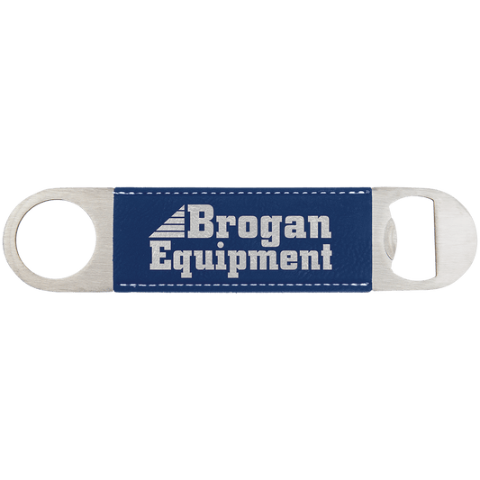 Blue/Silver Engravable Leatherette Bottle Opener - 1 1/2" x 7"