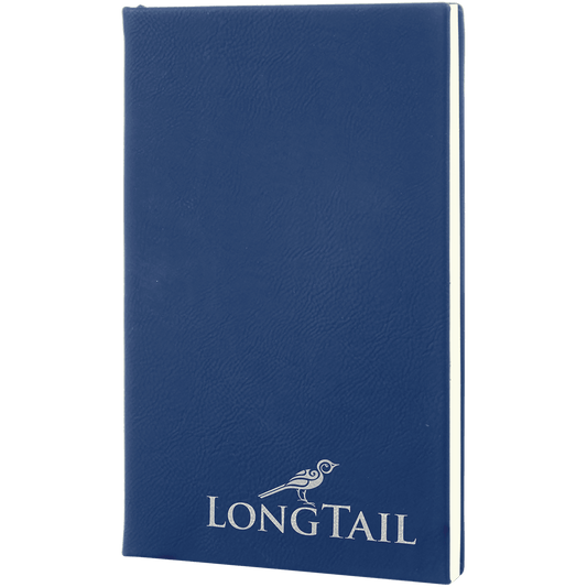 5 1/4" x 8 1/4" Blue/Silver Laserable Leatherette Journal with Lined Notepad