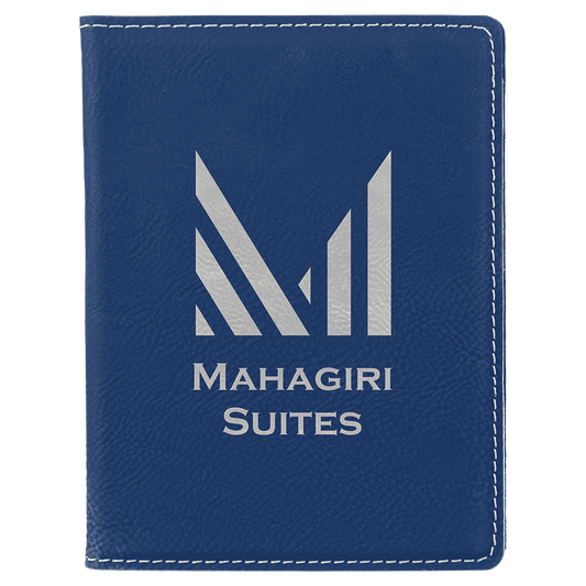 Blue/Silver Engravable Leatherette Passport Holder - 4 1/4" x 5 1/2"