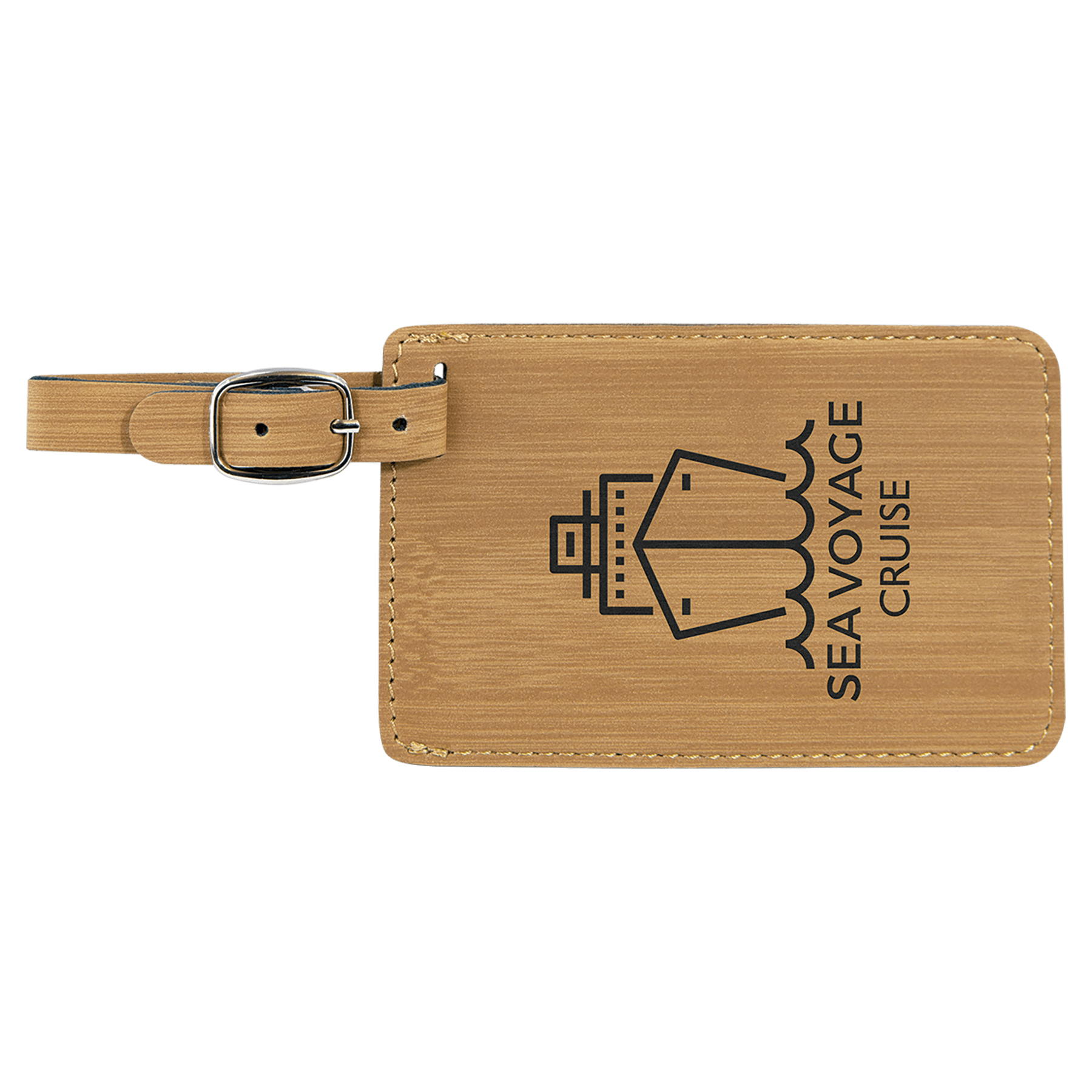 Bamboo Engravable Leatherette Luggage Tag - 4 1/4" x 2 3/4"