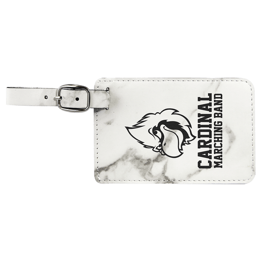 White Marble Engravable Leatherette Luggage Tag - 4 1/4" x 2 3/4"