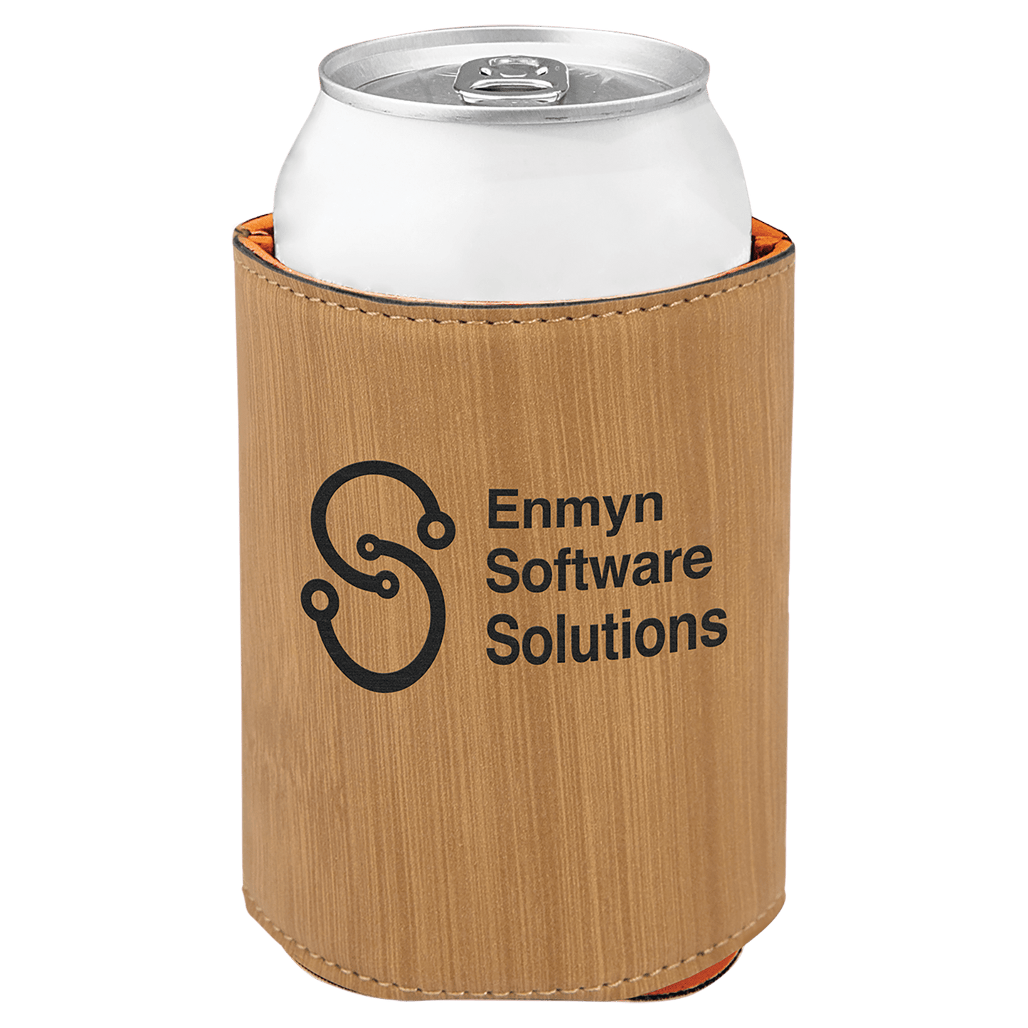 Bamboo Engravable Leatherette Beverage Holder - 3 3/4"