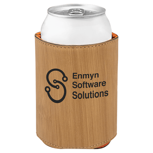Bamboo Engravable Leatherette Beverage Holder - 3 3/4"