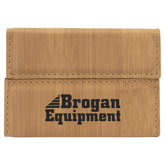 Bamboo Engravable Leatherette Hard Business Card Holder - 3 3/4" x 2 3/4"