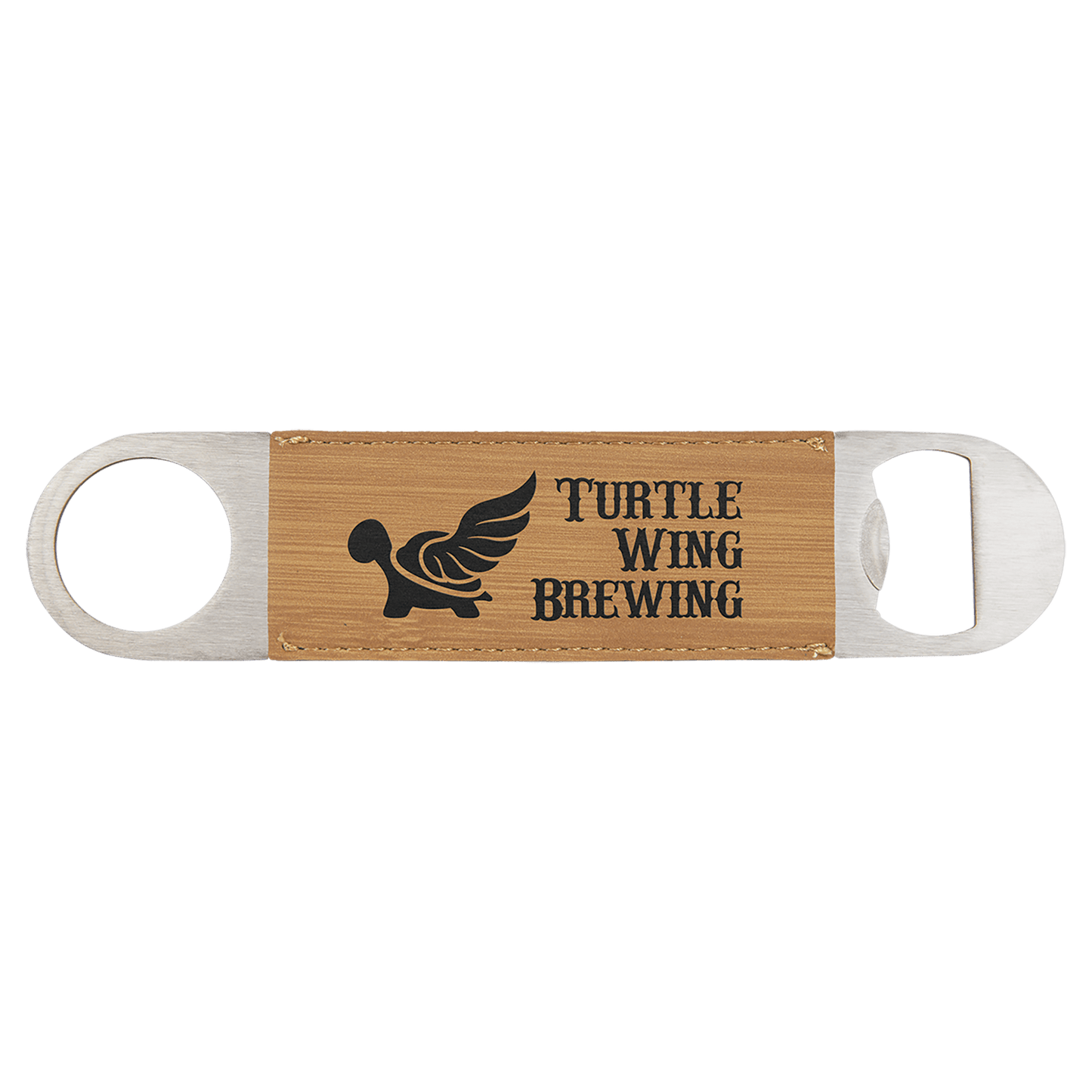 Bamboo Engravable Leatherette Bottle Opener - 1 1/2" x 7"