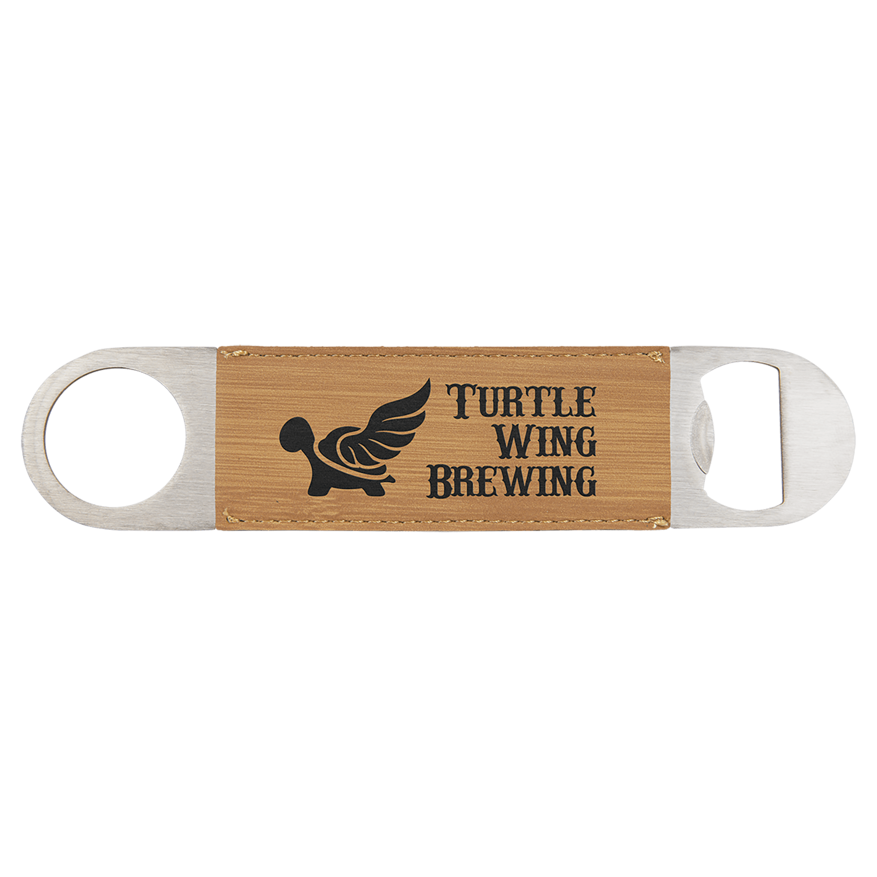 Bamboo Engravable Leatherette Bottle Opener - 1 1/2" x 7"