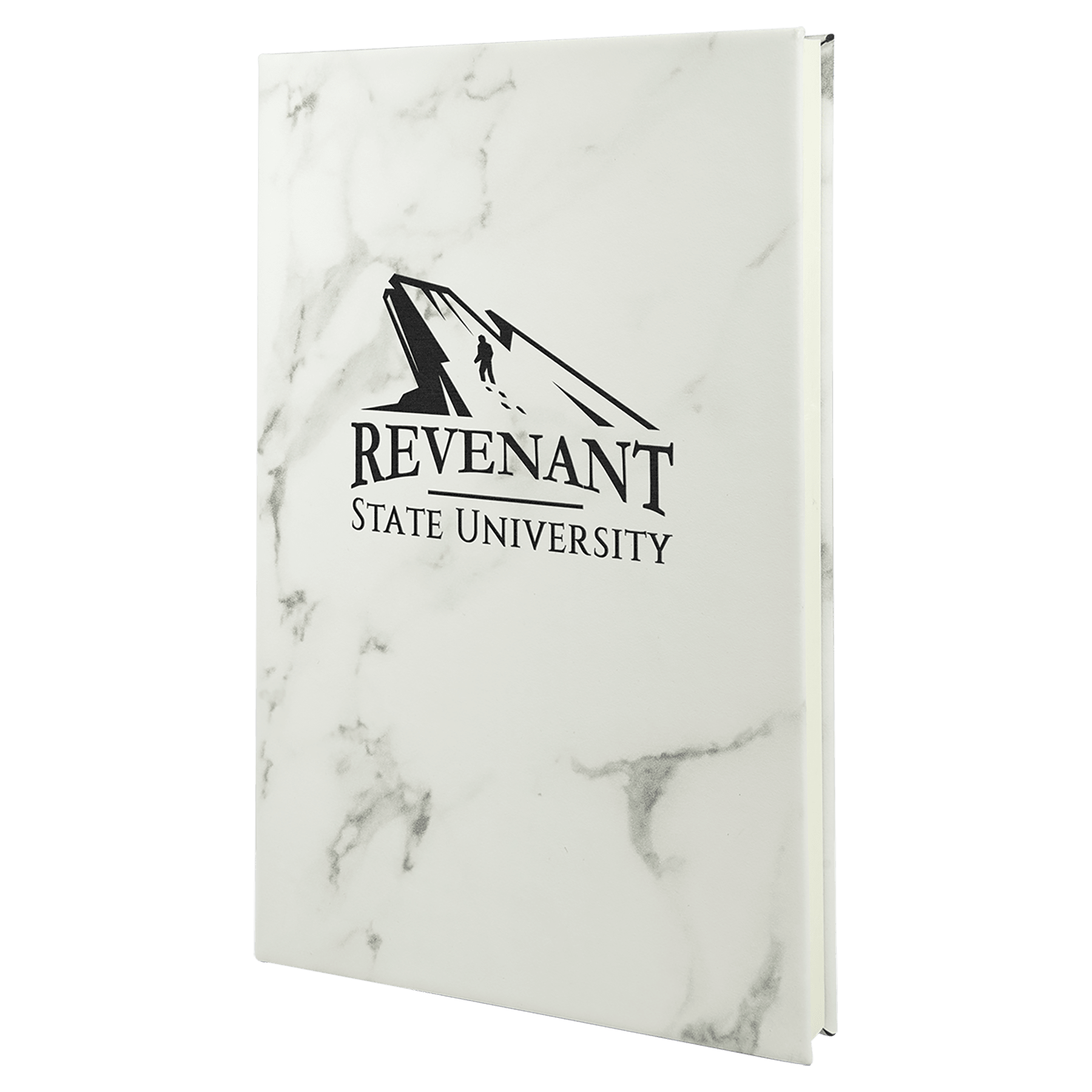 White Marble Engravable Leatherette Journal with Lined Notepad - 5 1/4" x 8 1/4"