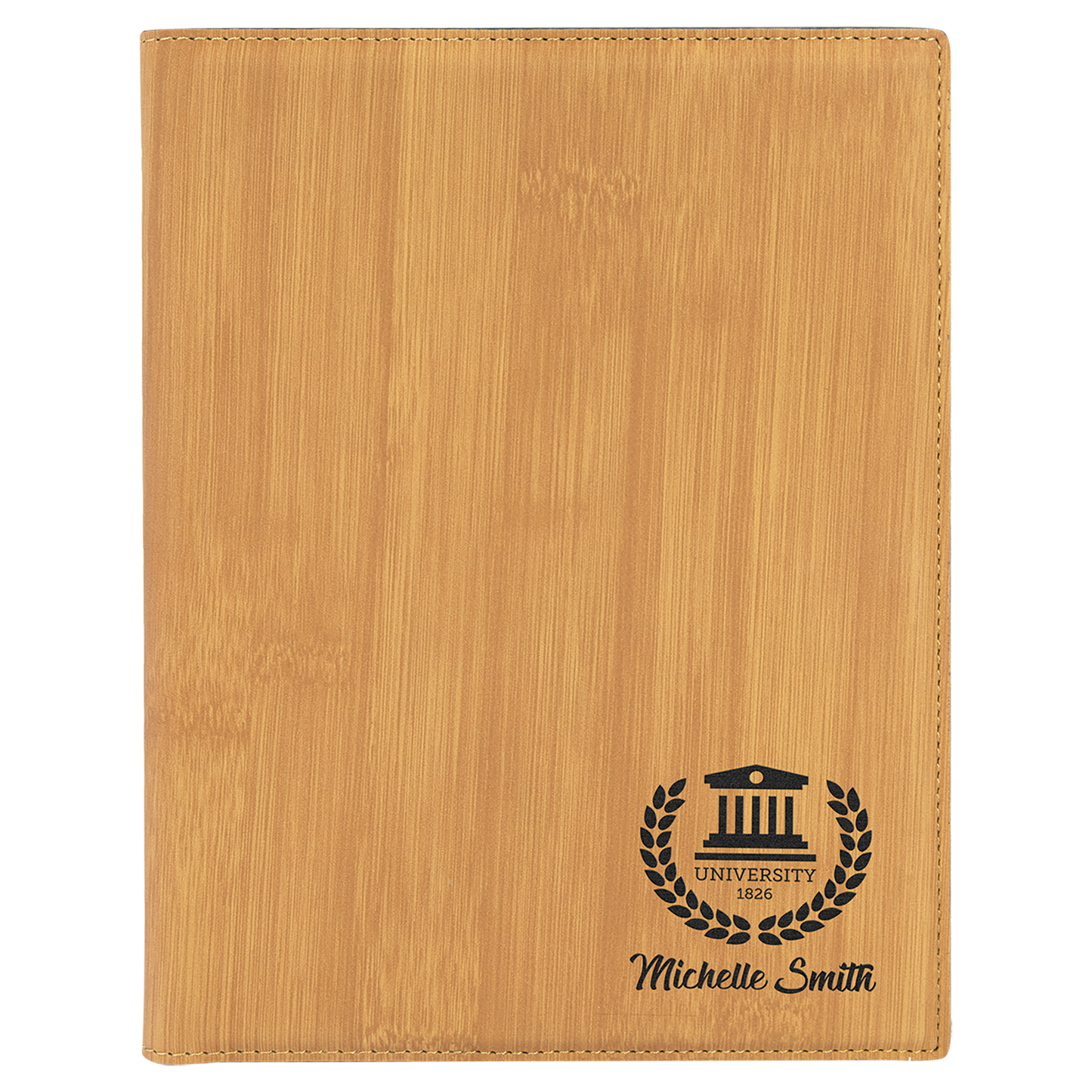 Bamboo Engravable Leatherette Small Portfolio with Notepad - 7" x 9"