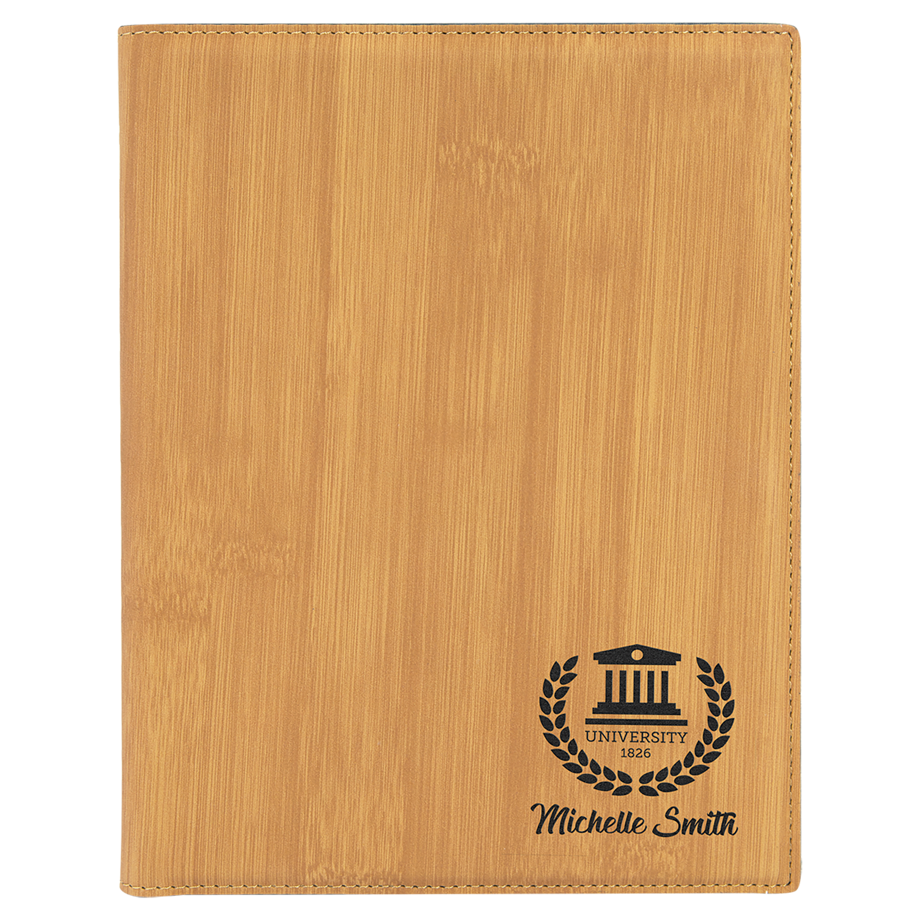 Bamboo Engravable Leatherette Small Portfolio with Notepad - 7" x 9"