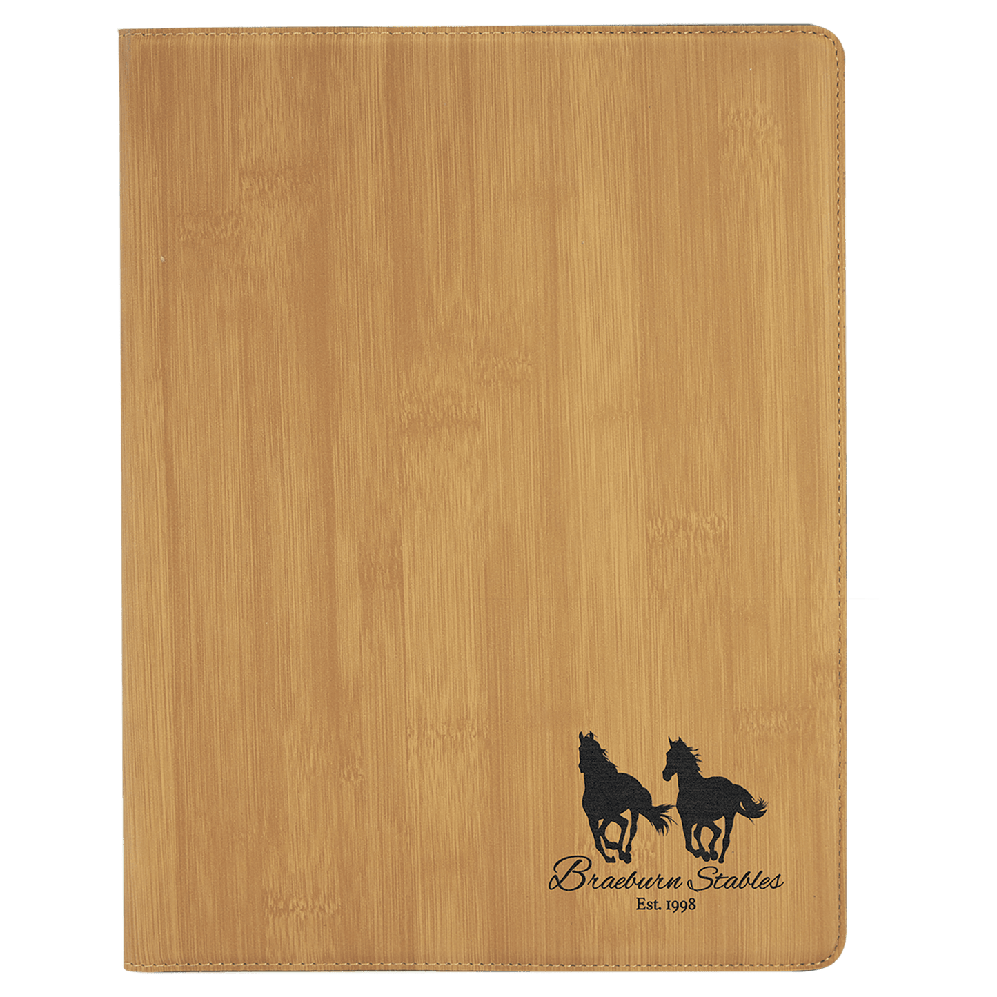 Bamboo Engravable Leatherette Portfolio with Notepad - 9 1/2" x 12"