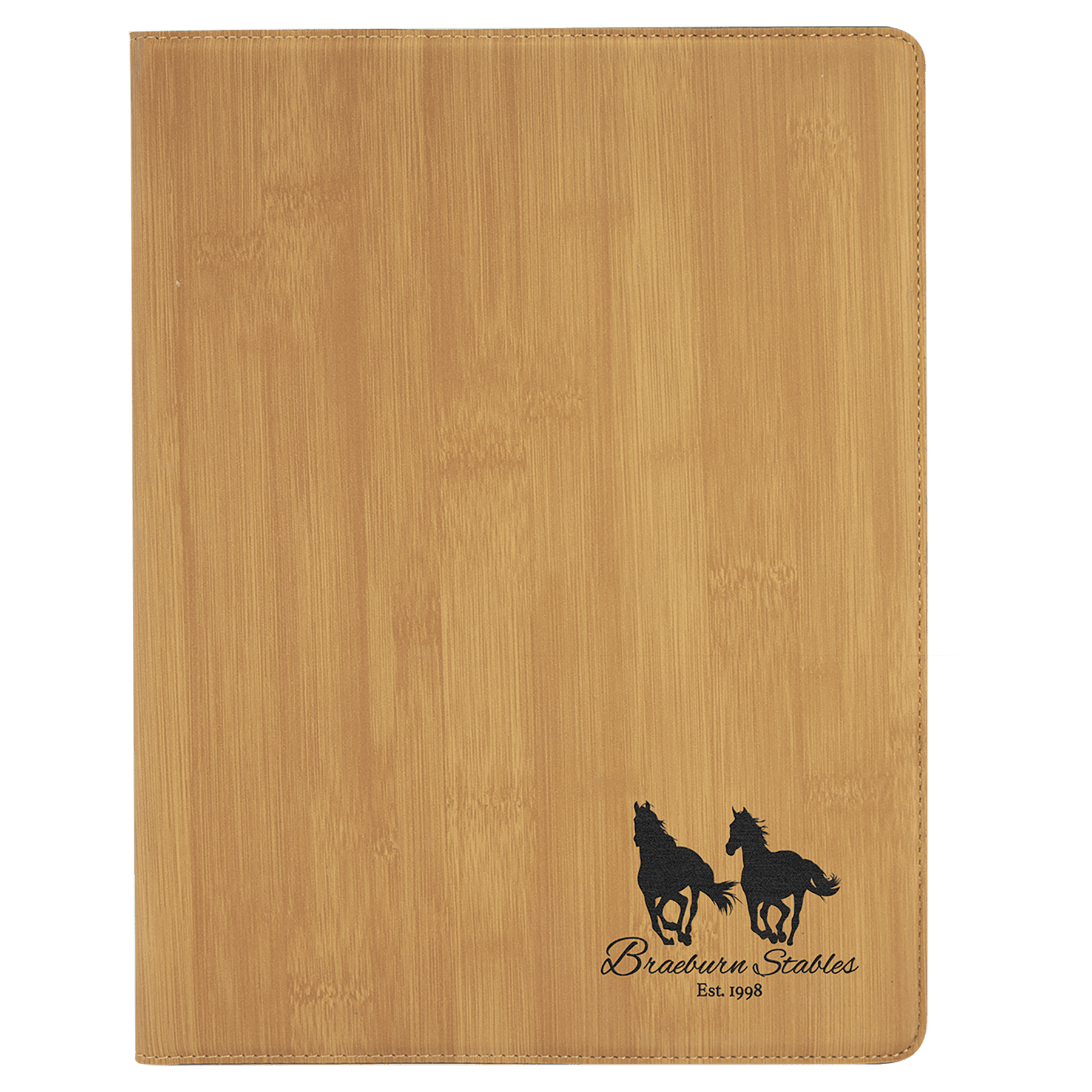 Bamboo Engravable Leatherette Portfolio with Notepad - 9 1/2" x 12"