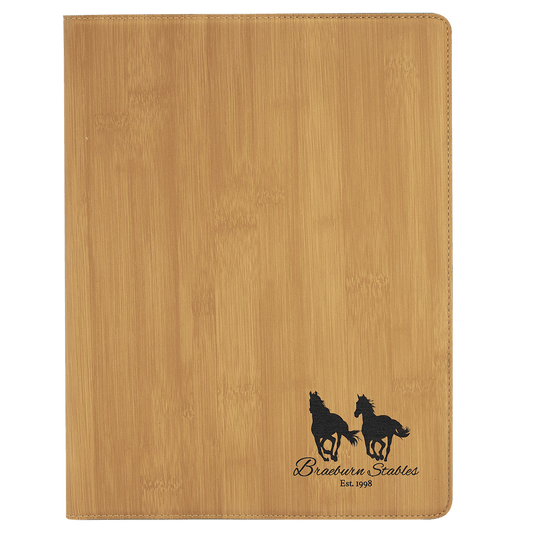 Bamboo Engravable Leatherette Portfolio with Notepad - 9 1/2" x 12"