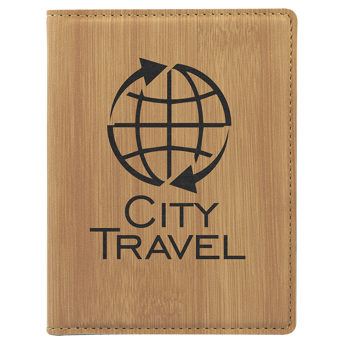 Bamboo Engravable Leatherette Passport Holder - 4 1/4" x 5 1/2"
