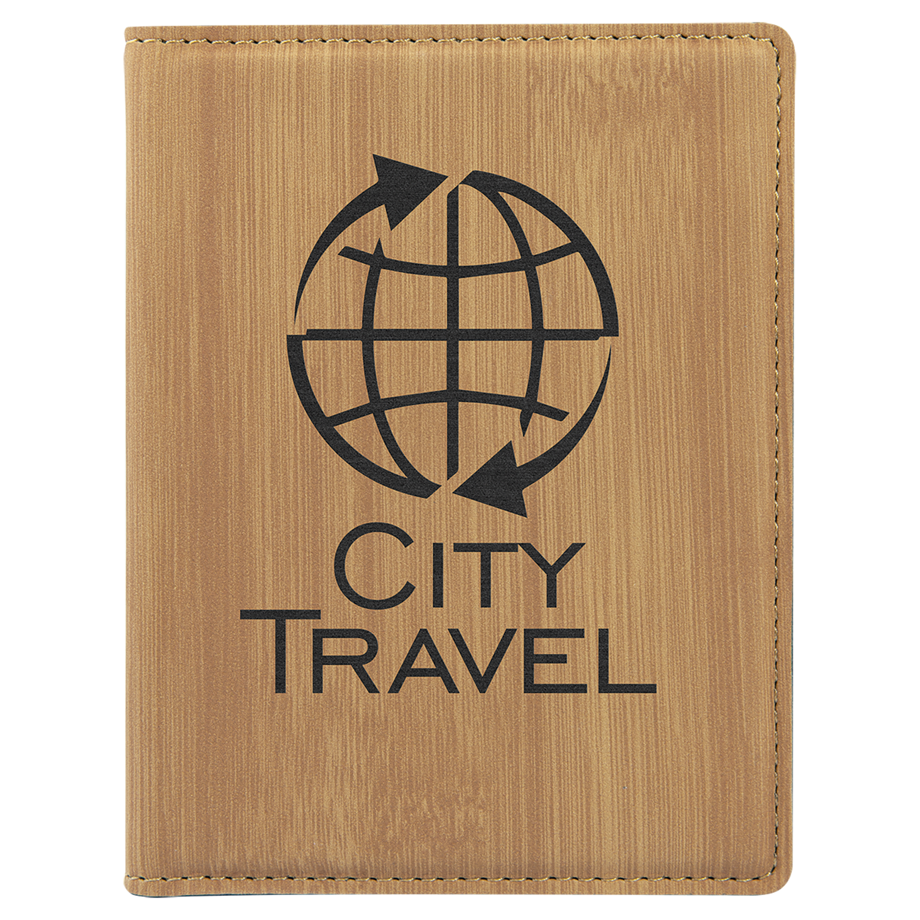 Bamboo Engravable Leatherette Passport Holder - 4 1/4" x 5 1/2"