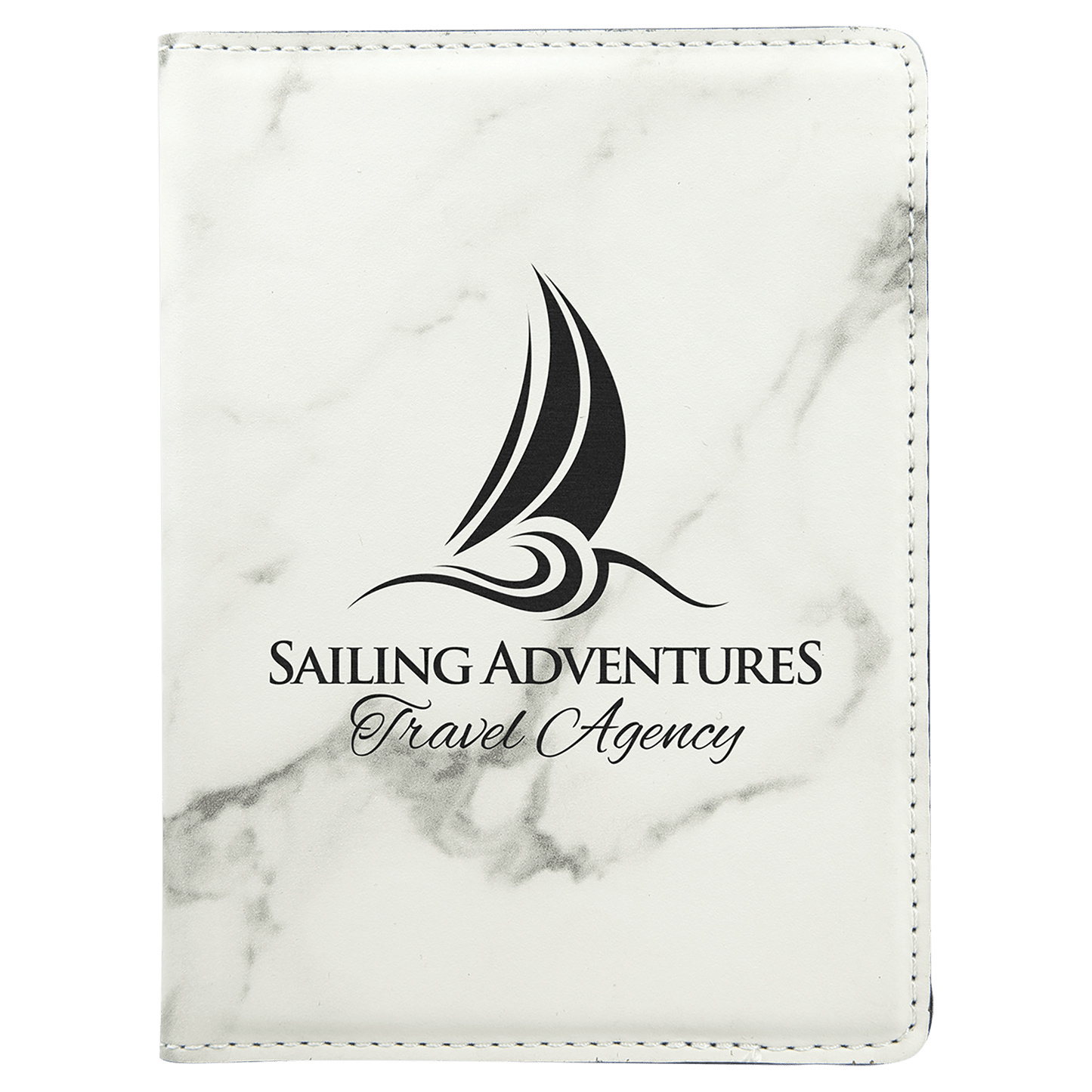 White Marble Engravable Leatherette Passport Holder - 4 1/4" x 5 1/2"