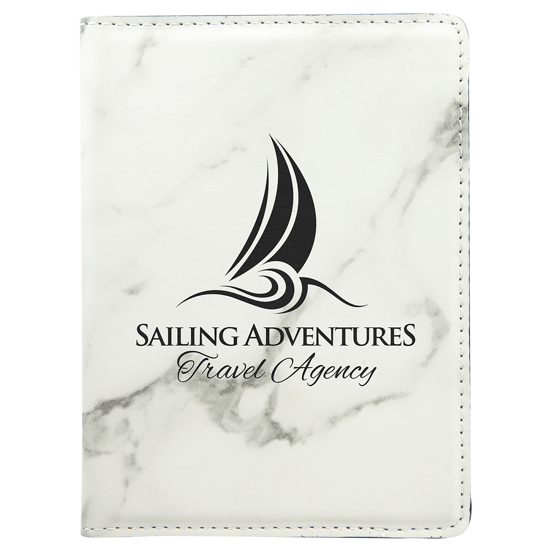 White Marble Engravable Leatherette Passport Holder - 4 1/4" x 5 1/2"