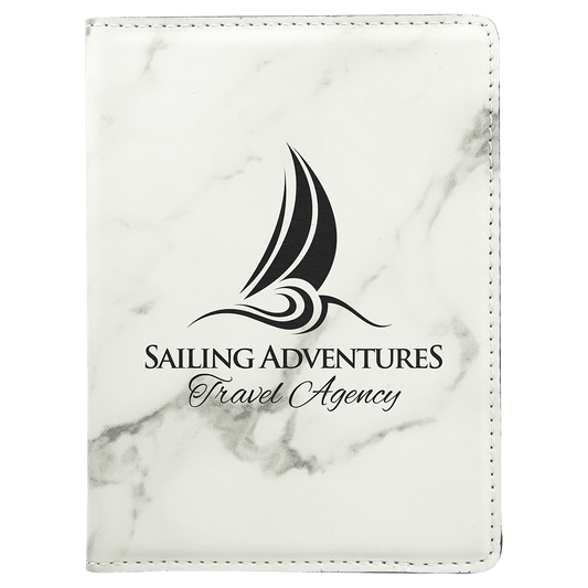 White Marble Engravable Leatherette Passport Holder - 4 1/4" x 5 1/2"