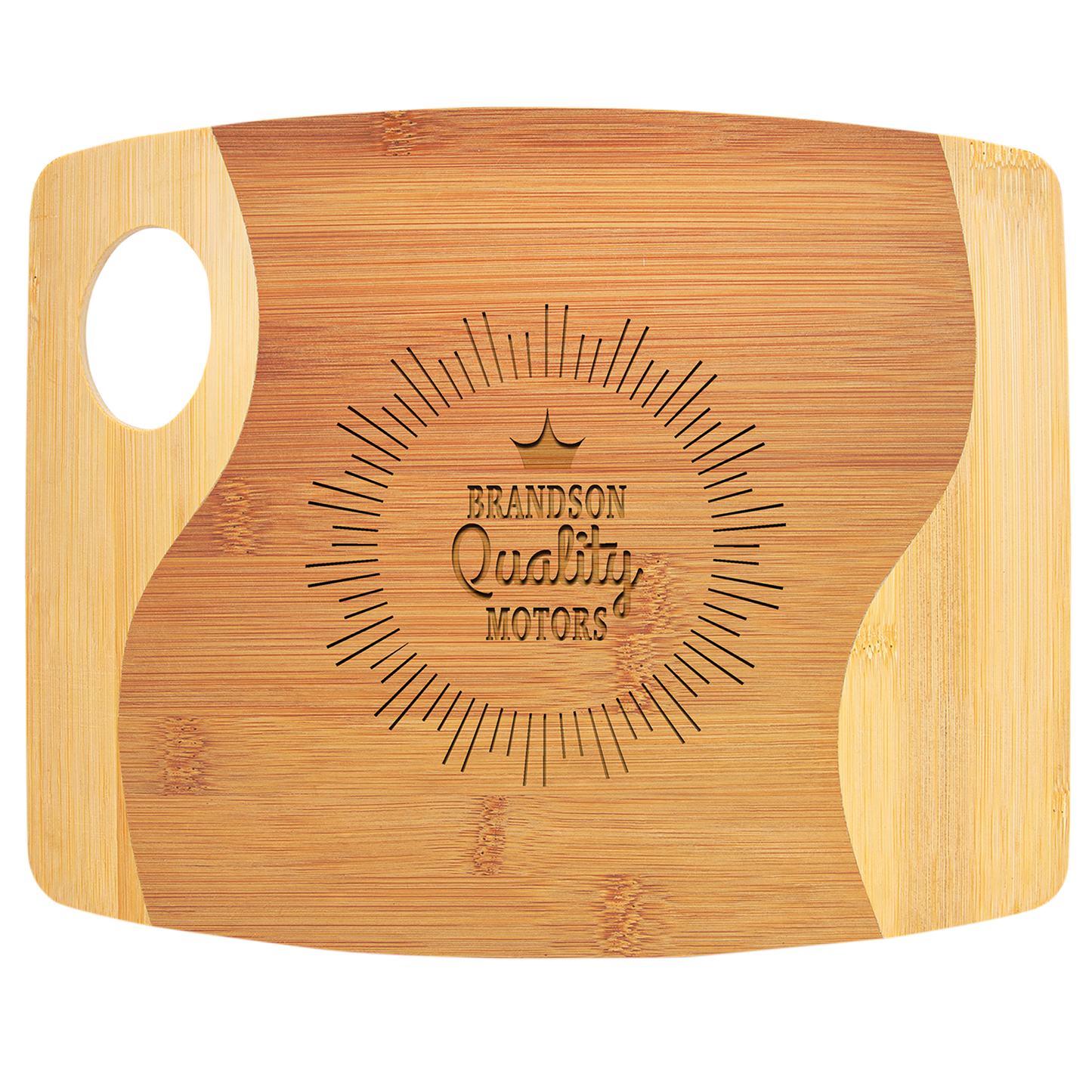 Bamboo Two Tone Cutting Board with Handle - 11" x 9" x 5/16"