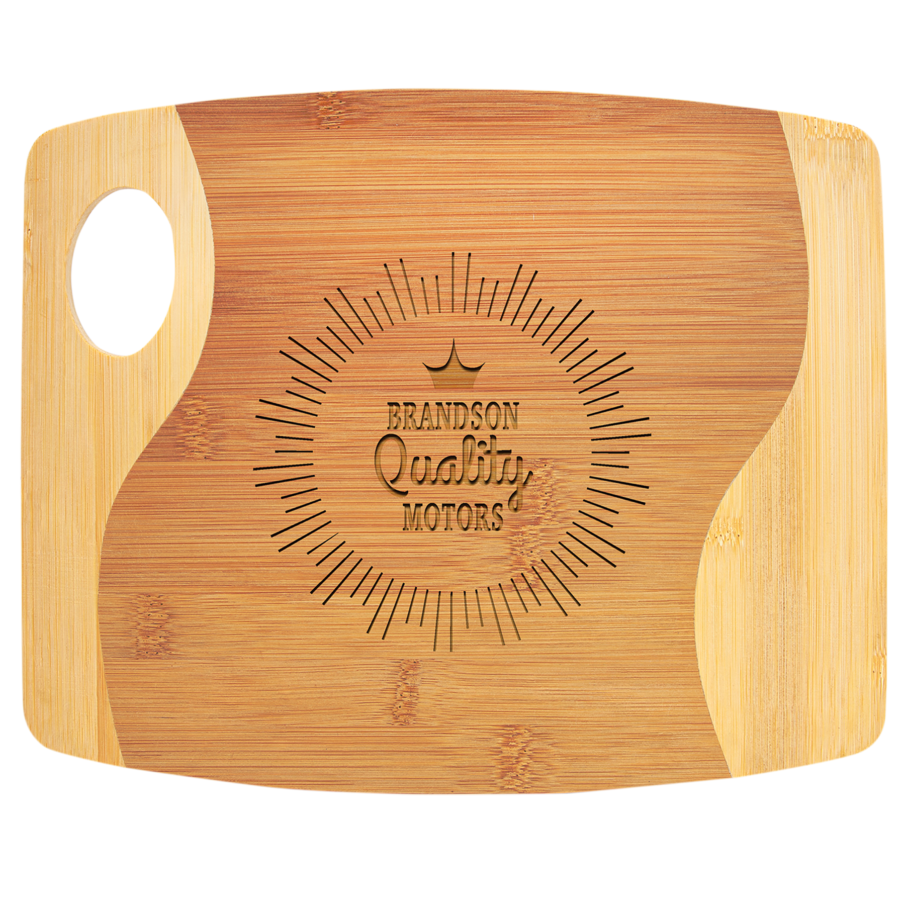 Bamboo Two Tone Cutting Board with Handle - 11" x 9" x 5/16"