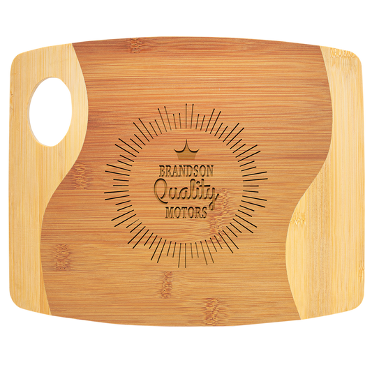 Bamboo Two Tone Cutting Board with Handle - 11" x 9" x 5/16"