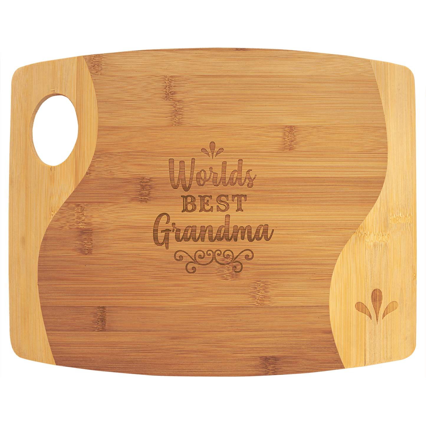 Bamboo Two Tone Cutting Board with Handle - 13 3/4" x 11" x 5/16"