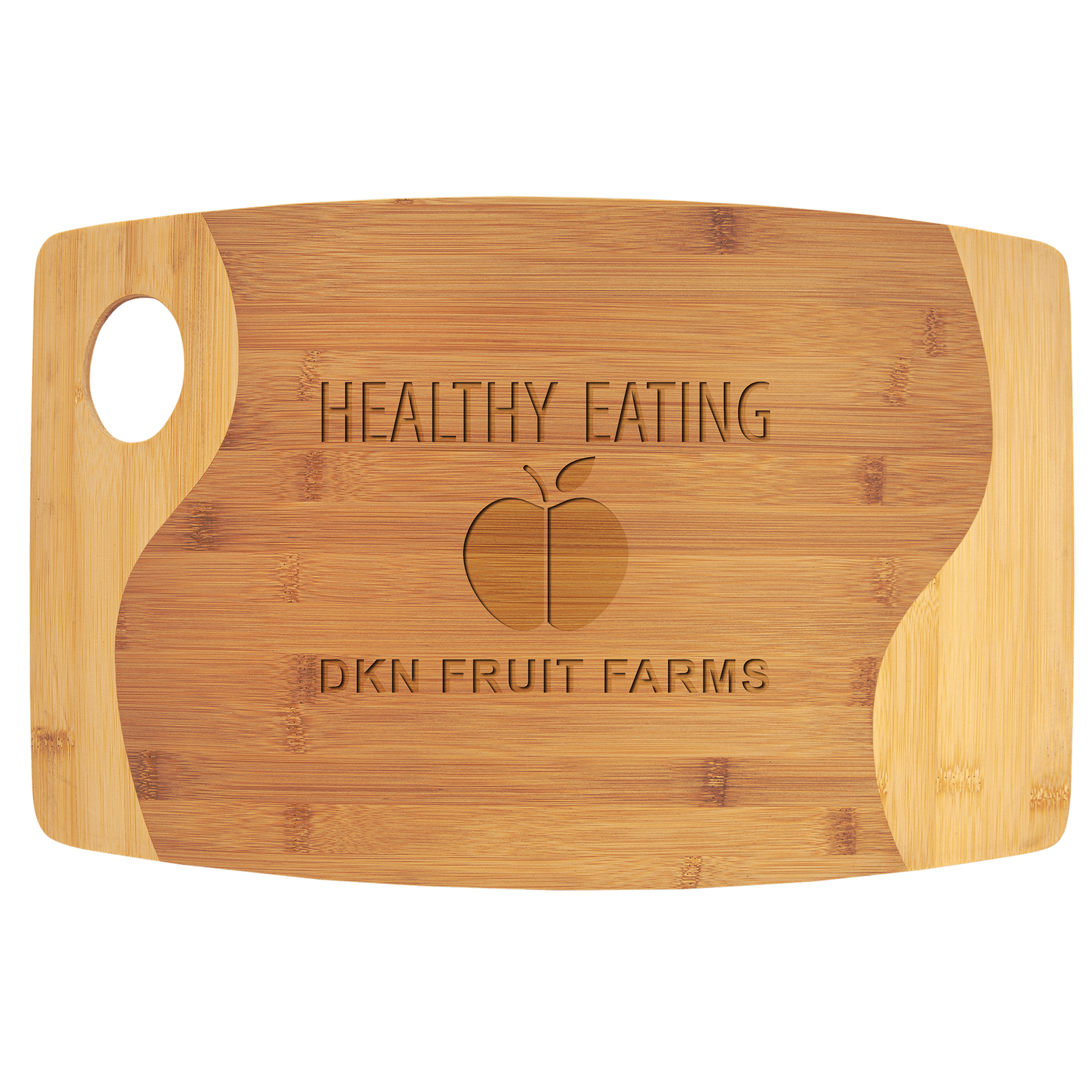 Bamboo Two Tone Cutting Board with Handle - 17 3/4" x 11 3/4"