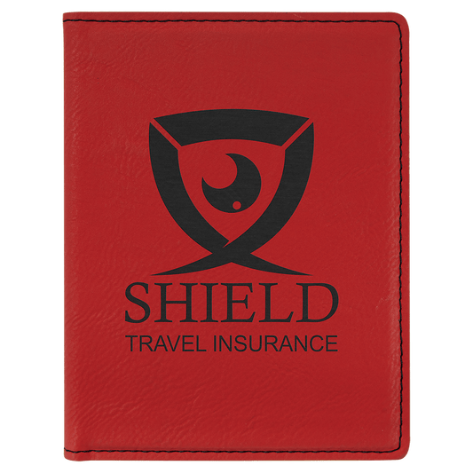 Red Engravable Leatherette Passport Holder - 4 1/4" x 5 1/2"