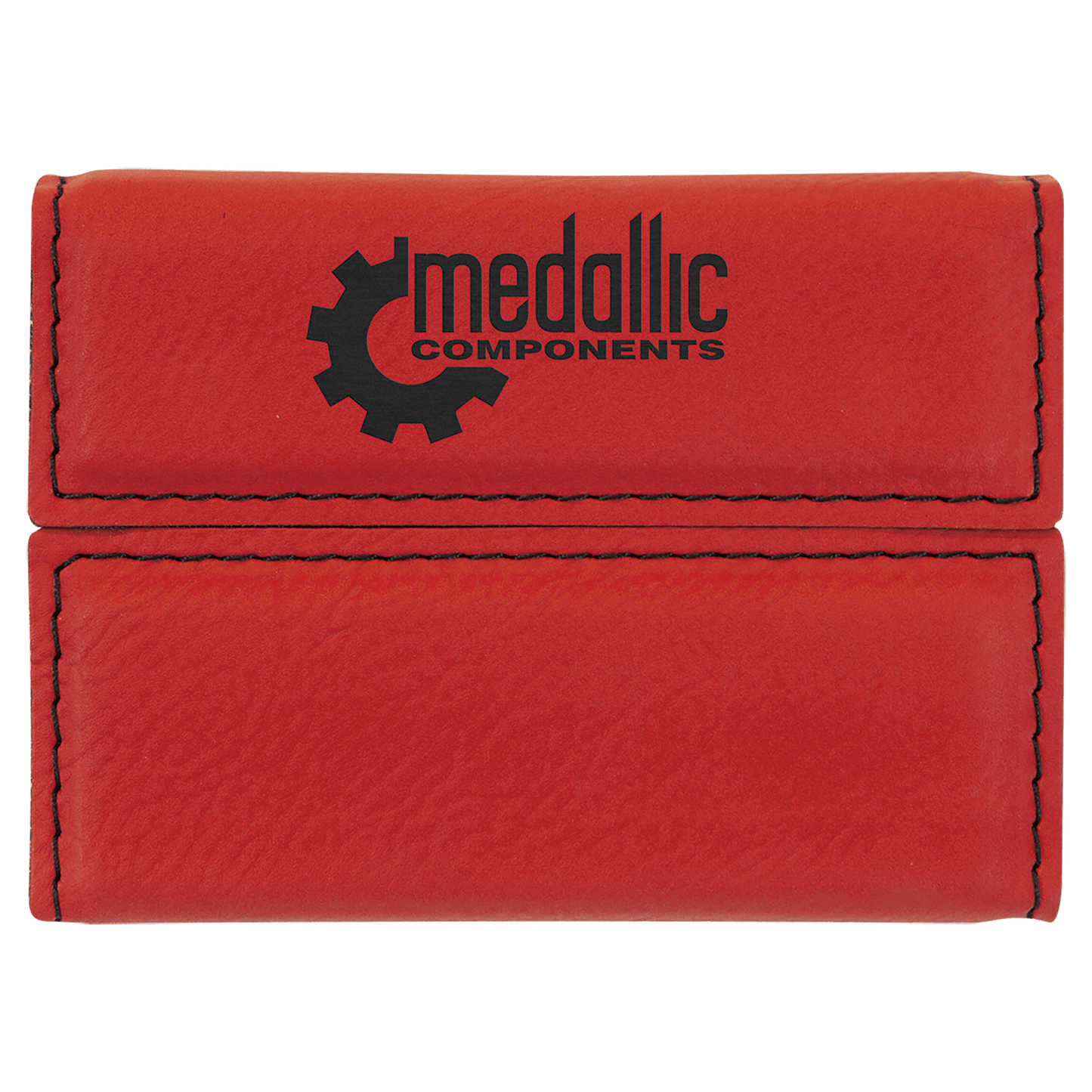 Red Engravable Leatherette Hard Business Card Holder - 3 3/4" x 2 3/4"