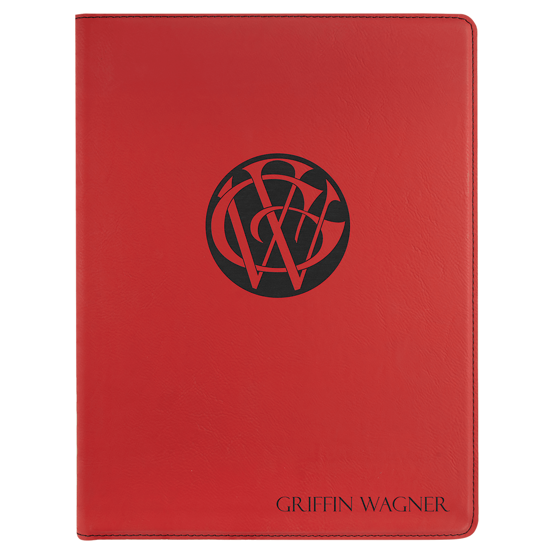 Red Engravable Leatherette Portfolio with Notepad - 9 1/2" x 12"