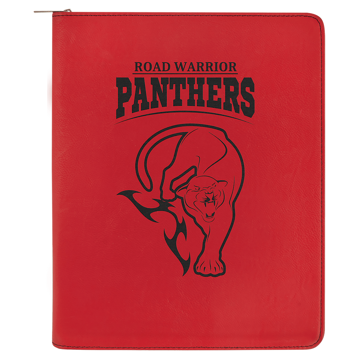 Red Engravable Leatherette Portfolio with Zipper and Notepad - 9 1/2" x 12"