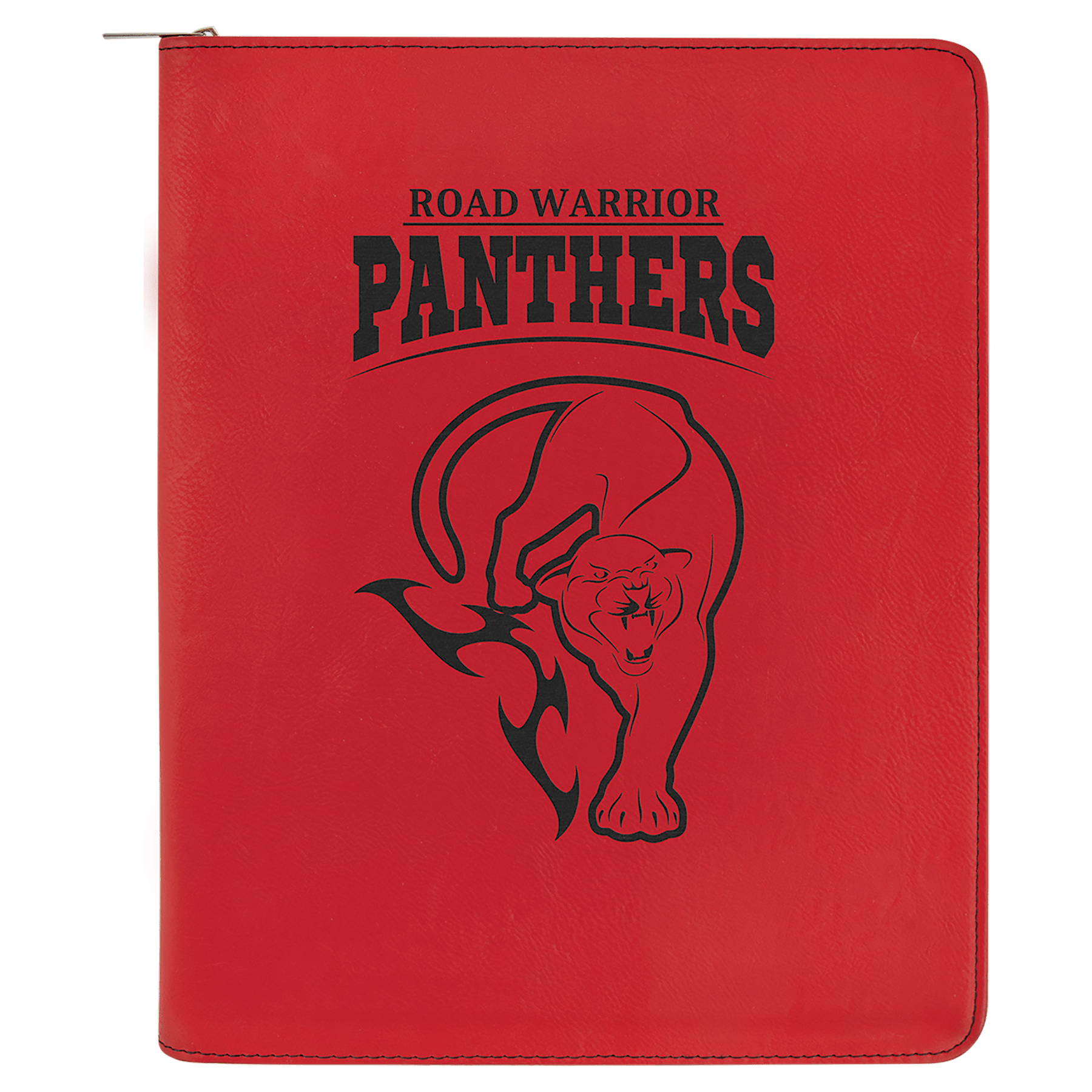 Red Engravable Leatherette Portfolio with Zipper and Notepad - 9 1/2" x 12"