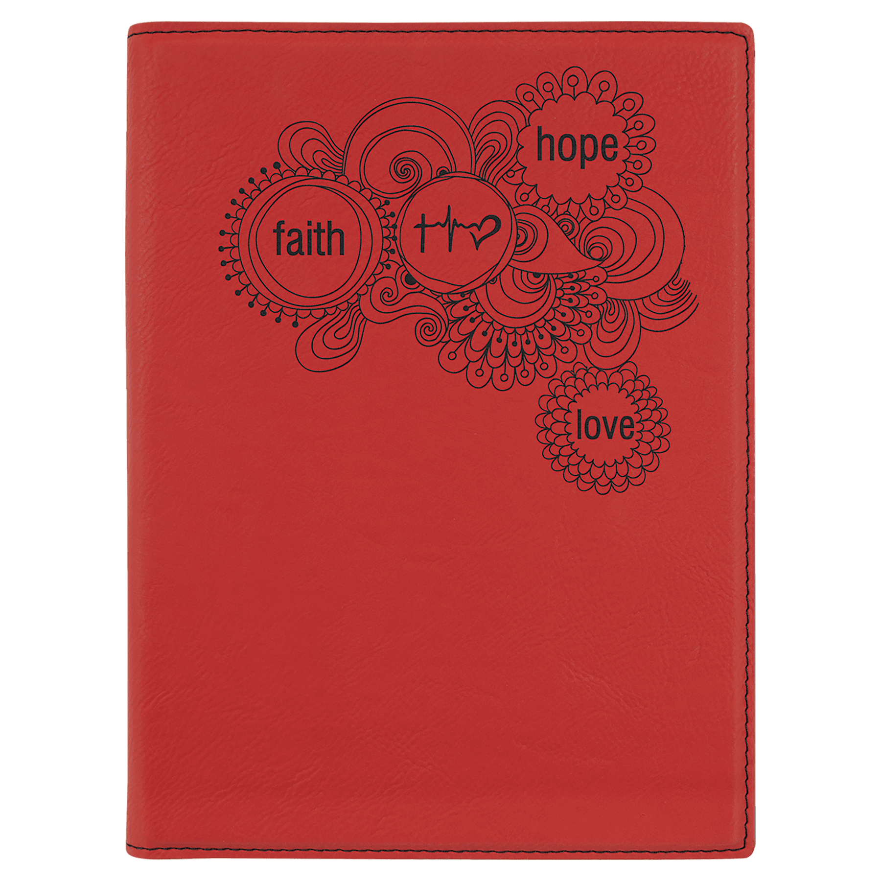 Red Engravable Leatherette Small Portfolio with Notepad - 7" x 9"