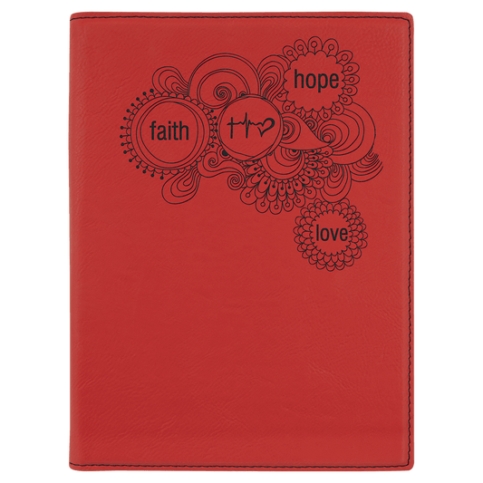Red Engravable Leatherette Small Portfolio with Notepad - 7" x 9"