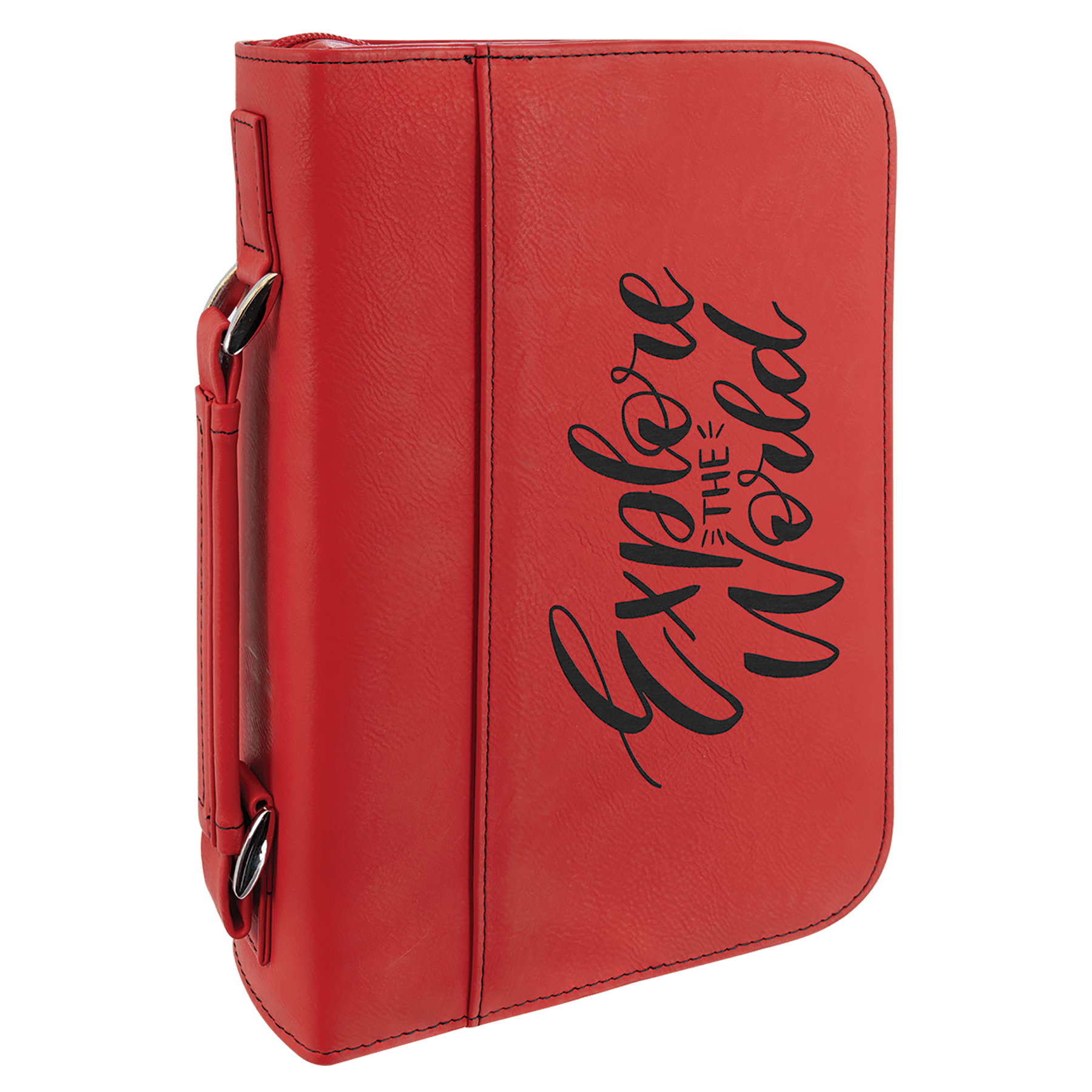 Red Leatherette Book/Bible Cover with Handle and Zipper - 7 1/2" x 10 3/4"