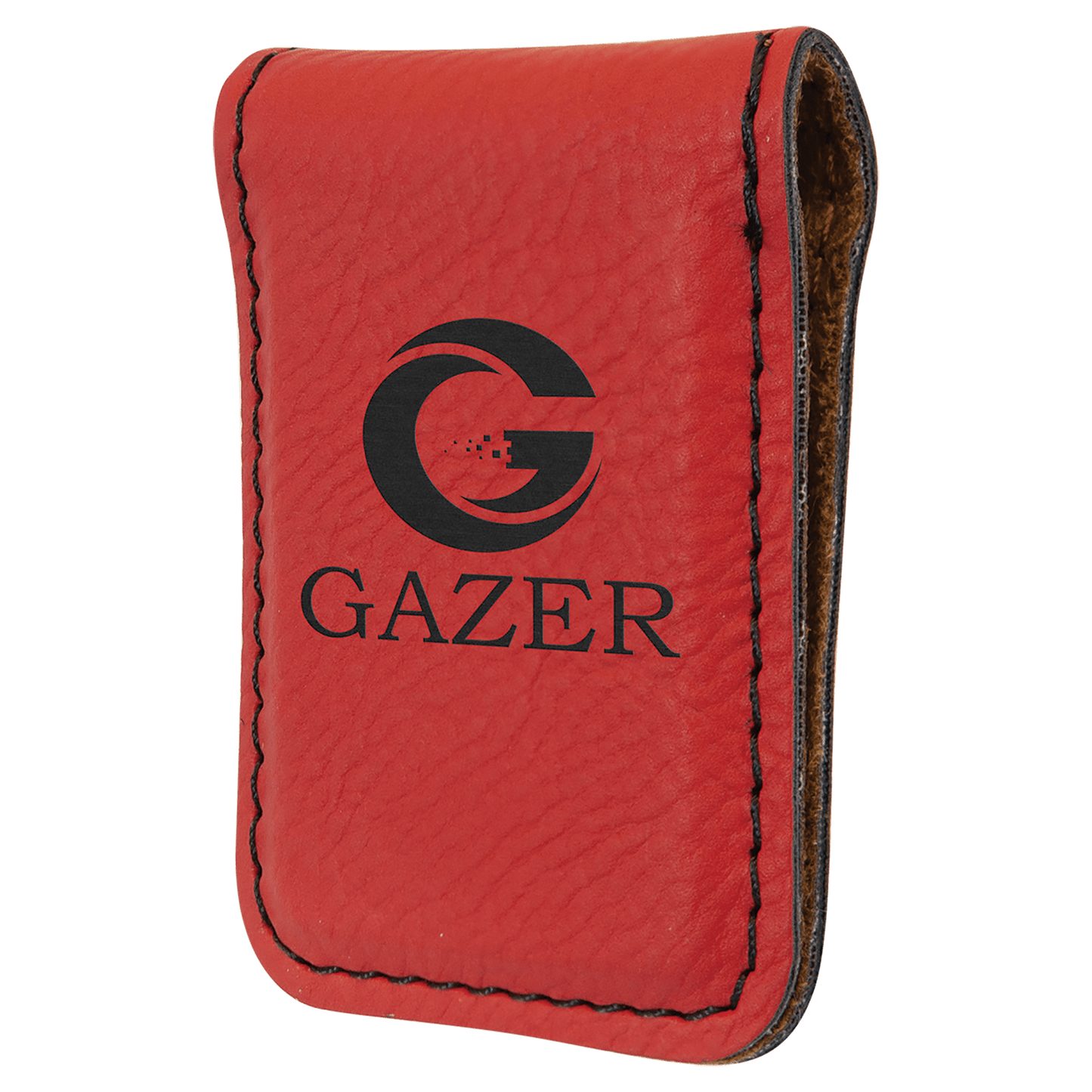 Red Engravable Leatherette Money Clip - 1 3/4" x 2 1/2"