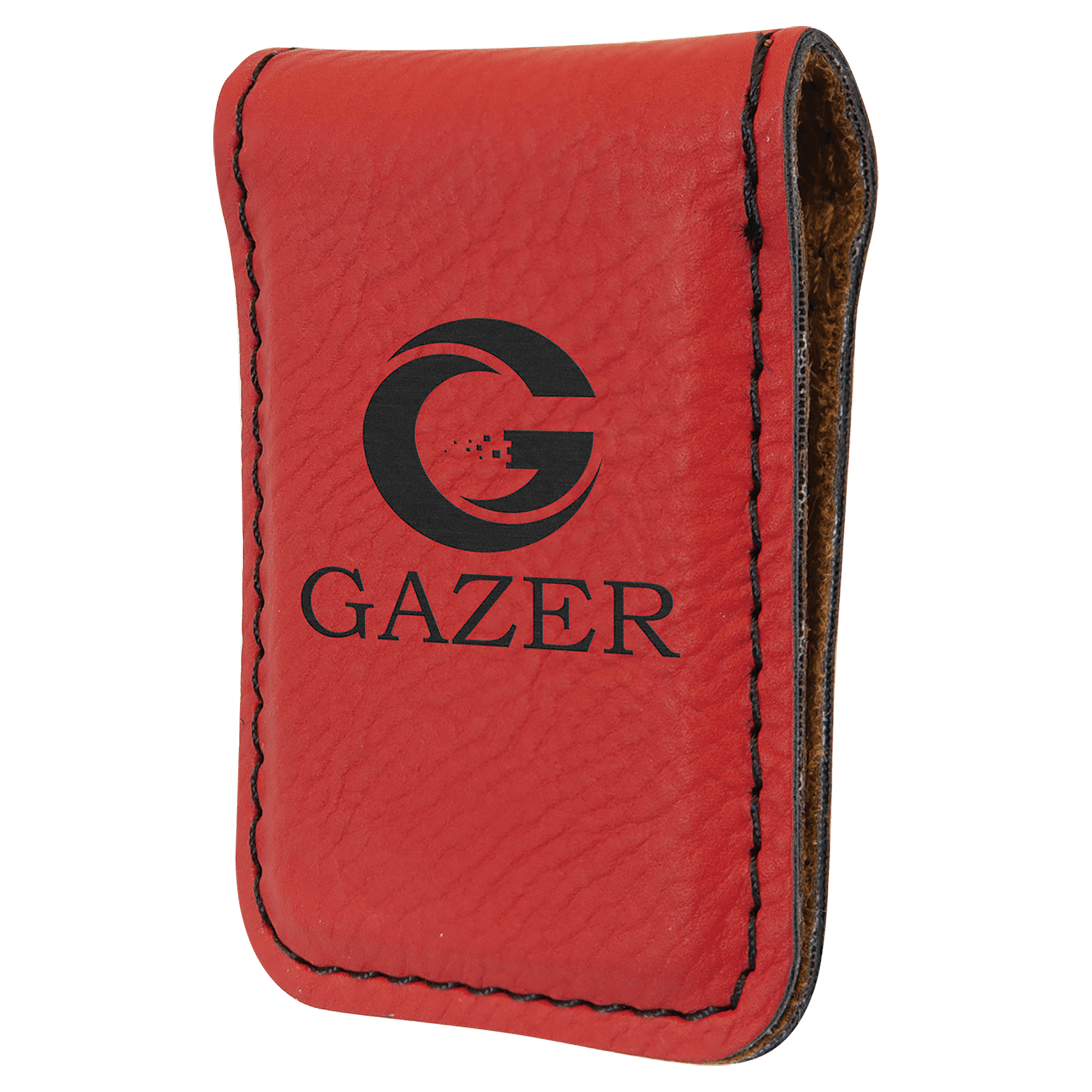 Red Engravable Leatherette Money Clip - 1 3/4" x 2 1/2"