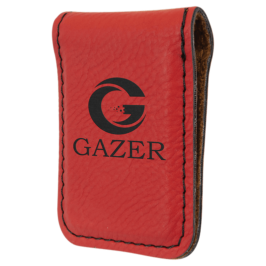 Red Engravable Leatherette Money Clip - 1 3/4" x 2 1/2"