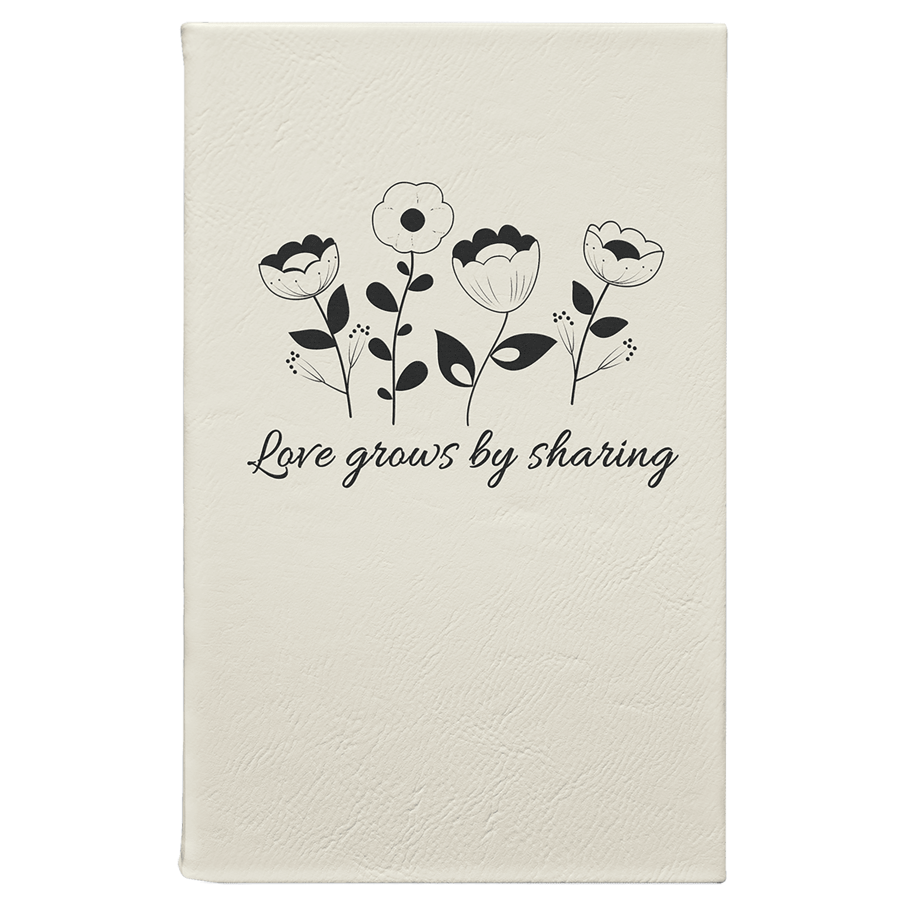 White/Black Engravable Leatherette Journal with Lined Notepad - 5 1/4" x 8 1/4"