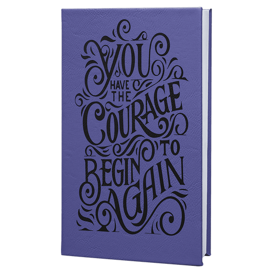 Purple/Black Engravable Leatherette Journal with Lined Notepad - 5 1/4" x 8 1/4"