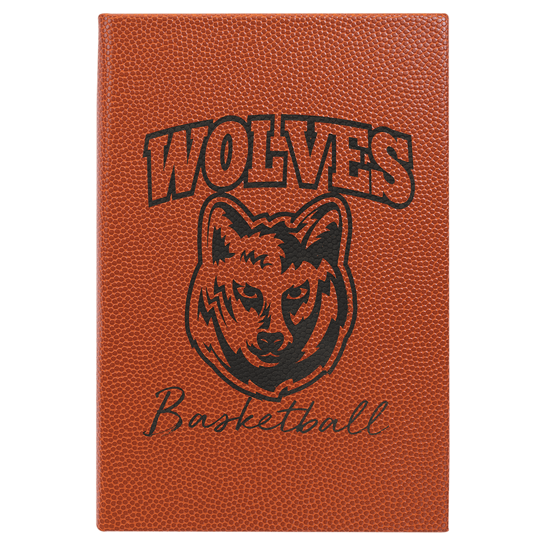 Basketball Engravable Leatherette Journal with Lined Notepad - 5 1/4" x 8 1/4"