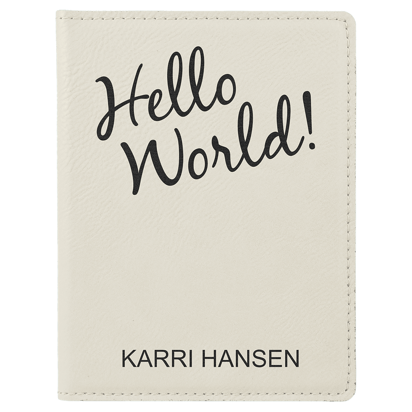 White Engravable Leatherette Passport Holder - 4 1/4" x 5 1/2"