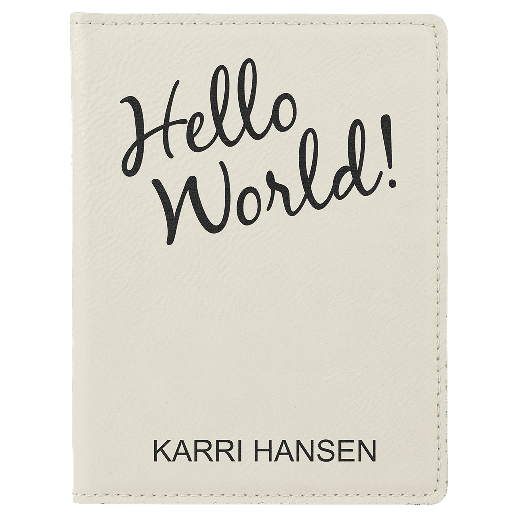 White Engravable Leatherette Passport Holder - 4 1/4" x 5 1/2"
