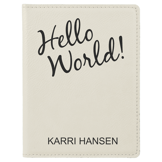 White Engravable Leatherette Passport Holder - 4 1/4" x 5 1/2"