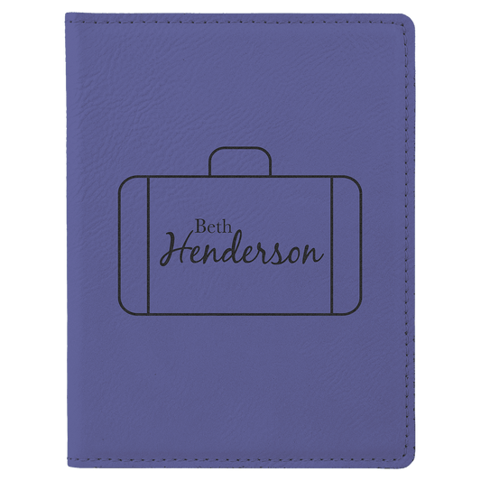 Purple Engravable Leatherette Passport Holder - 4 1/4" x 5 1/2"