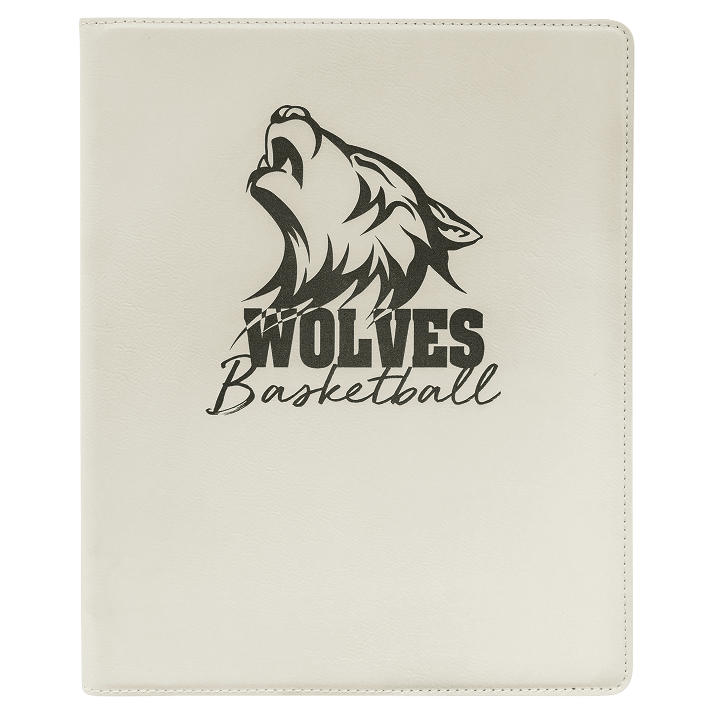 White/Black Engravable Leatherette Portfolio with Notepad - 9 1/2" x 12"